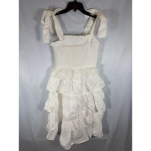 Heyson Kinsley Tiered Eyelet Trim Dress Off White